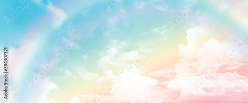Fantasy over the rainbow on sky abstract with a pastel colored background and wallpaper.