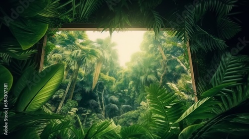 Tropical frame background. Generative ai