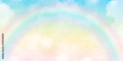 Fantasy magical landscape the rainbow on sky abstract with a pastel colored background and wallpaper.