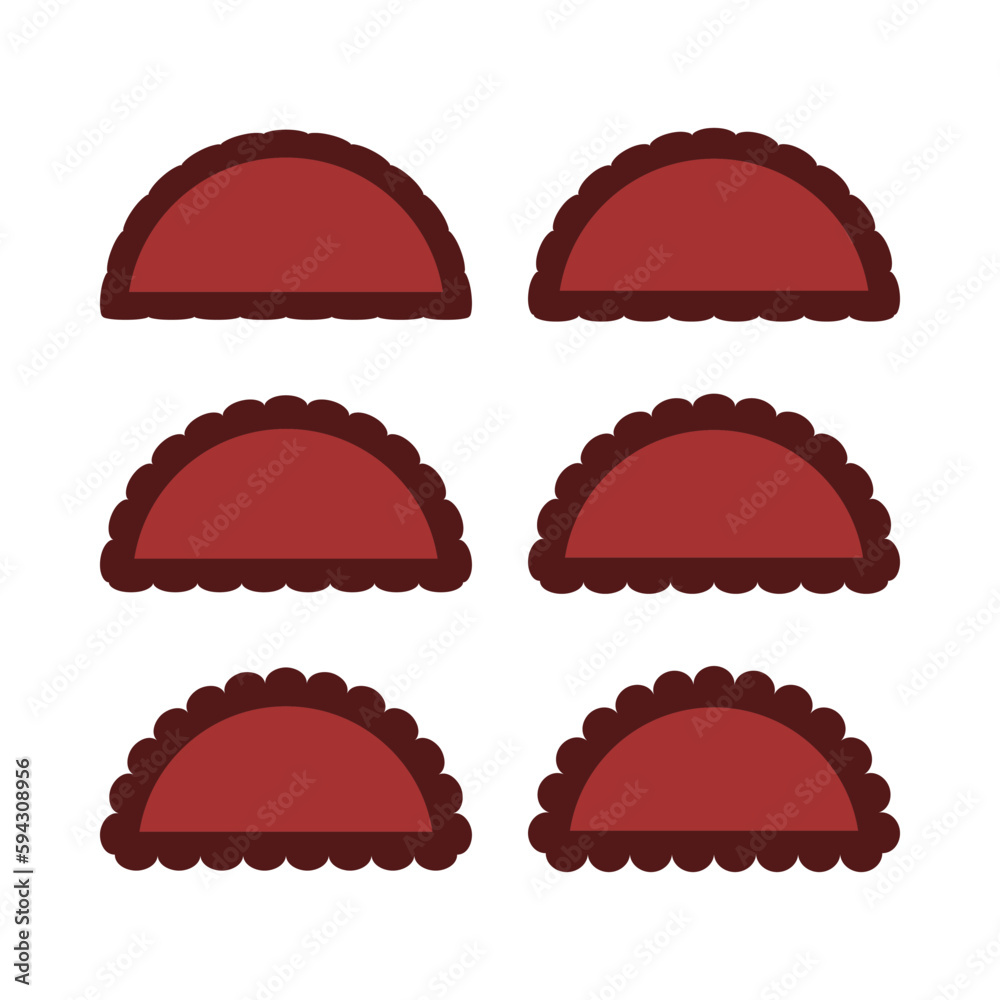 Scallop Edge Red Semicircle Stroke Shapes Scallop Edge Red Semicircle Stroke Shapes