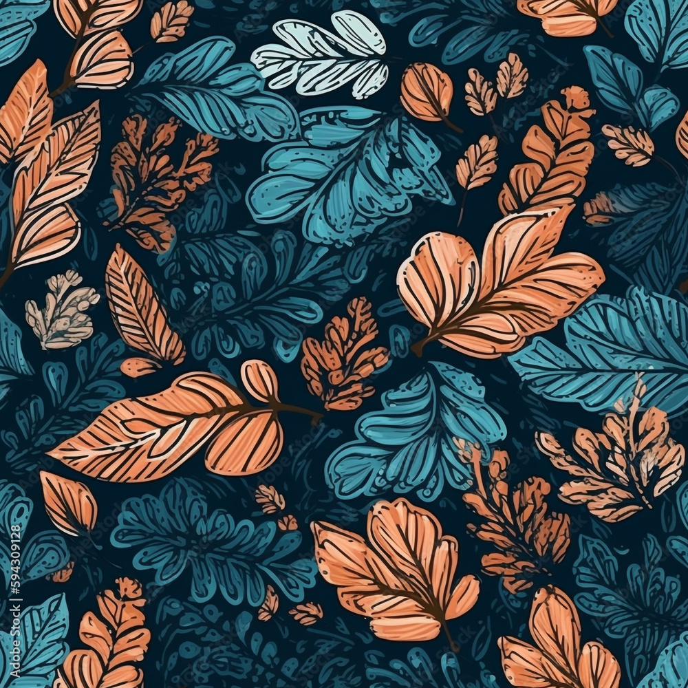 Winter Leaves Seamless Pattern Winter Leaves Seamless Pattern