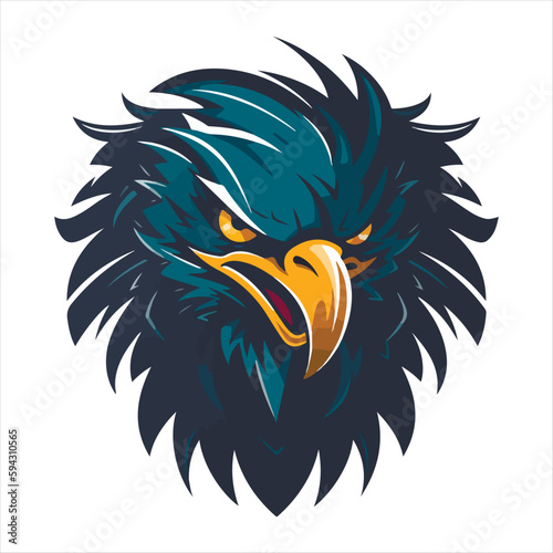 Furious eagle sport vector logo concept isolated on white background. Web infographic. Premium quality wild bird t-shirt tee print illustration.