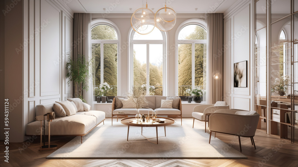 Modern living room. Generative AI. Modern living room. Generative AI.