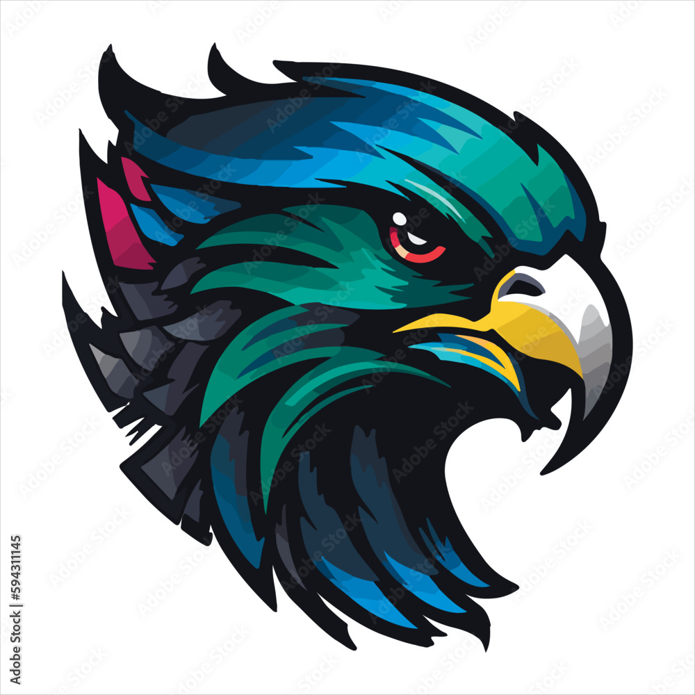Obraz premium Furious eagle sport vector logo concept isolated on white background. Web infographic. Premium quality wild bird t-shirt tee print illustration.