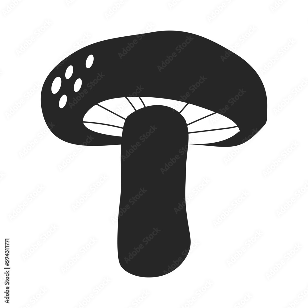 Mushroom silhouete vector cartoon icon wallpaper illustration template design EPS