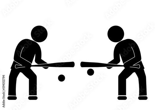 野球のバントをするピクトグラム。バントは堅実な戦略です。置きに行くイメージ。