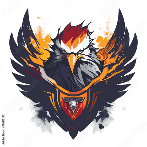 Furious eagle sport vector logo concept isolated on white background. Web infographic. Premium quality wild bird t-shirt tee print illustration.