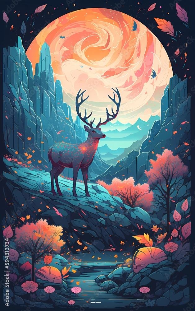 deer wallpaper, Background Concept, artwork and digital art