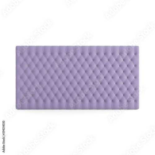 3D rendering of light purple bed headboard isolated on white background photo