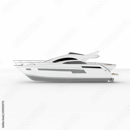 Closeup shot of a white and gray-colored motorboat model on a white background © Miklós Polgár/Wirestock Creators