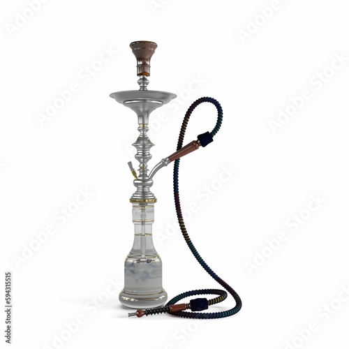 3D rendering of a Persian tobacco pipe isolated on a white background