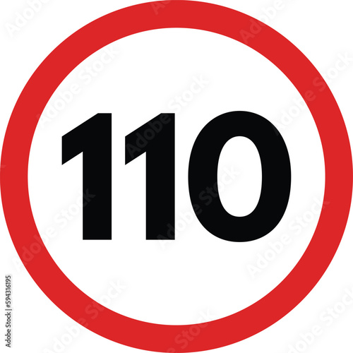 110 speed limitation road sign vector . Traffic sign speed limit 110
