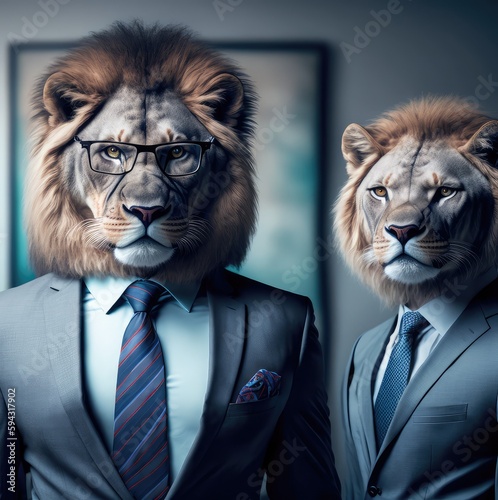 unleash your inner businessmen beast with lion face banner generative ai