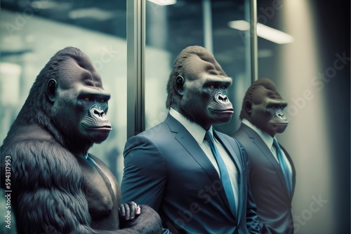 gorilla faces businessmen banner for a powerful team generative ai