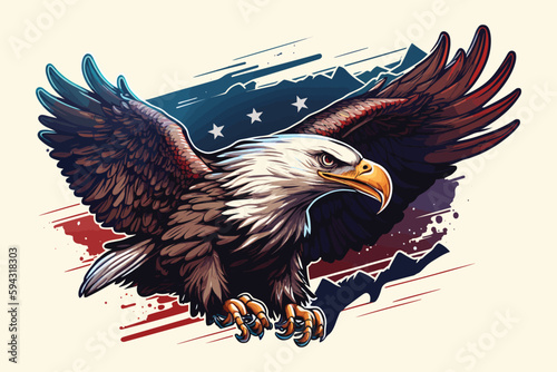 USA bald eagle illustration with American patriotic theme photo
