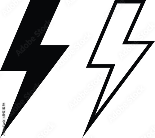 lightning electric power icon in two styles . energy and thunder electricity symbol . vector illustration