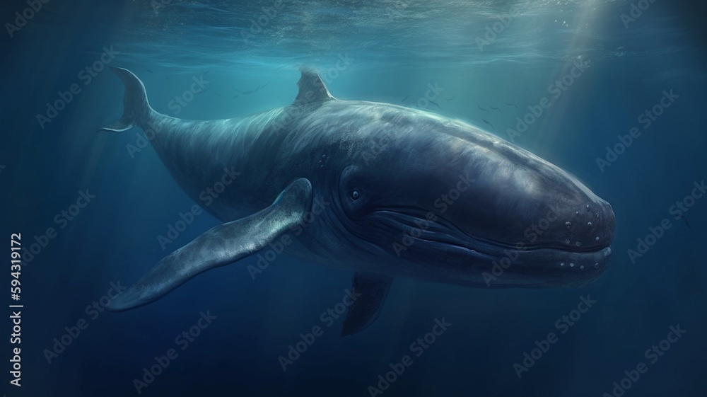 Fototapeta premium Swimming in Ai Generative is a stunning whale.