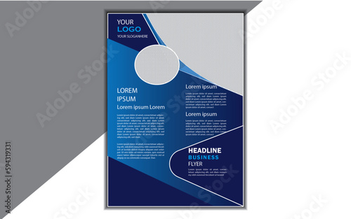 Corporate business flyer template design. Graphic design layout with elips graphic elements and space for photo background.