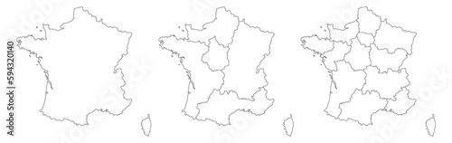 French map set with white-black outline