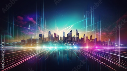 Futuristic Optic Fiber Cityscape Wallpaper