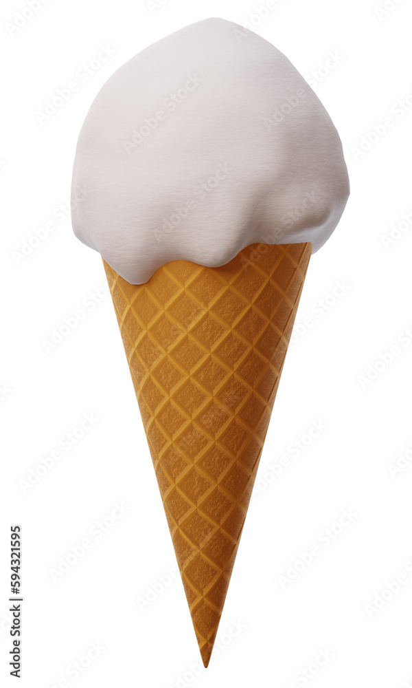 3d rendering of milk ice cream cone isolated. 3d rendering of milk ice cream cone isolated.