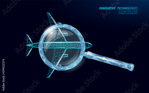 Airplane flying from laptop screen. Flight up tourism journey symbol. Airline flight reservation concept speed travel. Mobile app online store, technology banner template 3D vector illustration