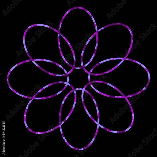 Abstract purple flower on black background