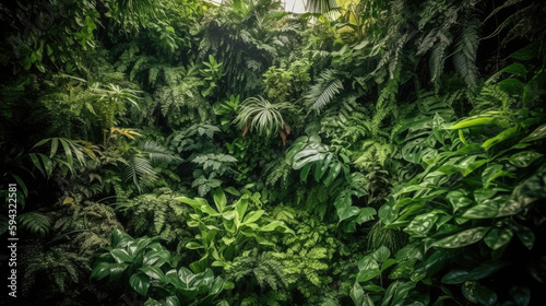 mur de végétation luxuriante, tropicale, de la forêt primaire d’Amazonie ou des forêt profonde de l’Afrique équatoriale photo