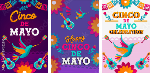 Cinco de mayo. Music festival. Set of watercolor vector illustrations. Invitation card design. Vector art.