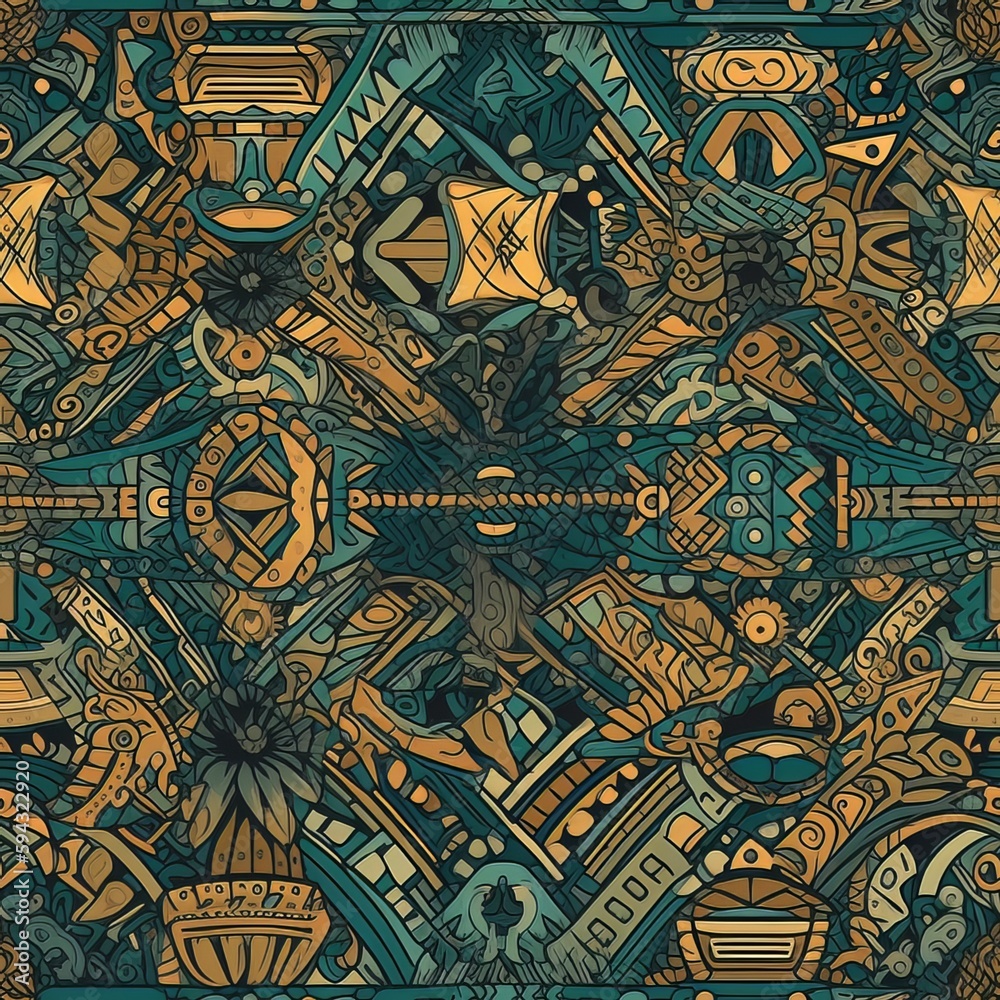 Samless Intricate Mayan Glyph Pattern Seamless Samless Intricate Mayan Glyph Pattern Seamless