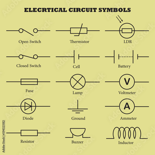 Electrical Circuit Symbols Vector Image Illustration