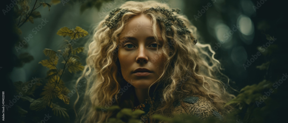 Dreamlike portrait of a person blending harmoniously with a lush, fantastical forest Dreamlike portrait of a person blending harmoniously with a lush, fantastical forest