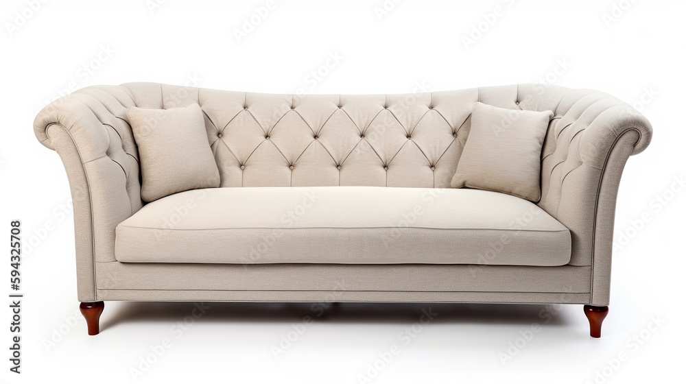 Couch Frontal View Isolated on White Background