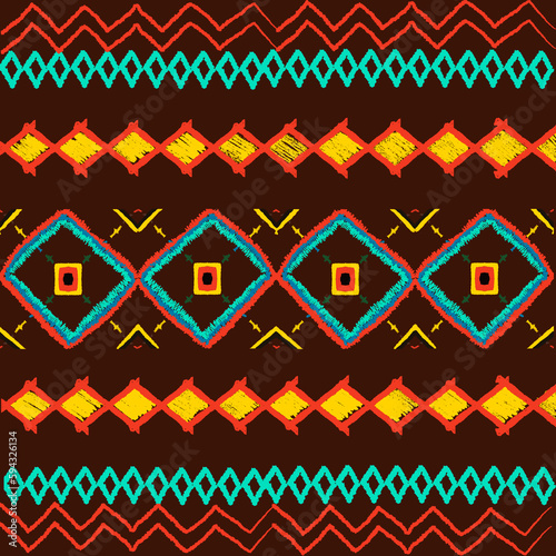 seamless pattern ethnic background  yellow  blue red