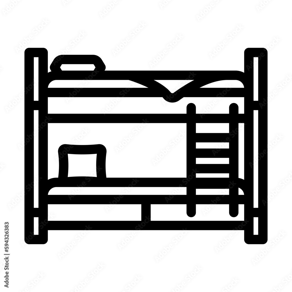 bunk bed kid bedroom line icon vector illustration