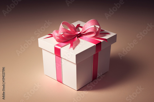 Gift box with ribbon. Generative AI. © Anton Dios