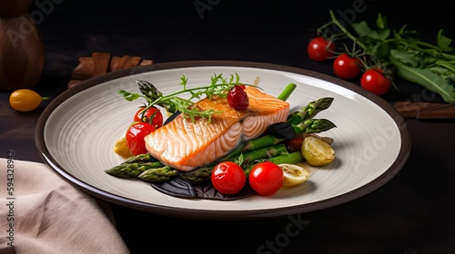 Delicious Salmon with Asparagus and Cherry Tomatoes