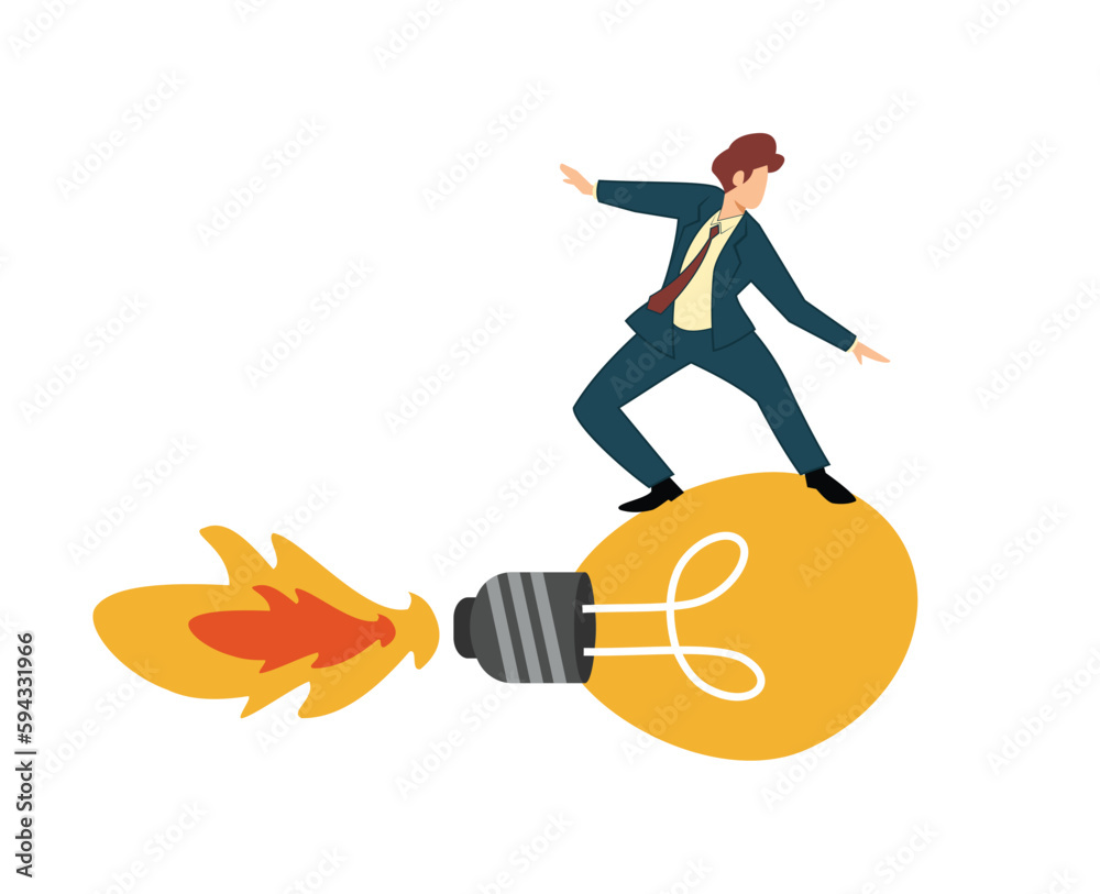 businessman riding light bulb. creative idea concept. see a business opportunity. concept of improving business businessman riding light bulb. creative idea concept. see a business opportunity. concept of improving business