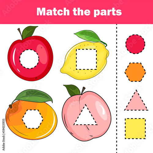 Matching children educational game. Find missing part. Puzzle activity for preschool years kids and toddlers.