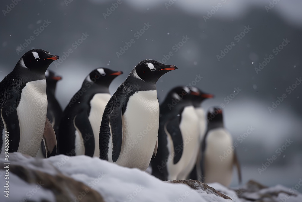 Fototapeta premium Penguins - Generative AI