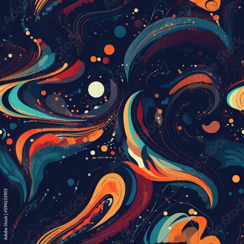 Seamless Galaxy and Space-Inspired Pattern with Vibrant Colors