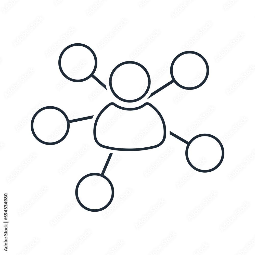 Obraz premium Social internet community communication. Person relations.Vector linear icon isolated on white background.