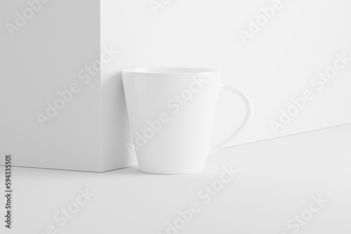 Ceramic Mug Cup For Coffee Tea White Blank 3D Rendering Mockup