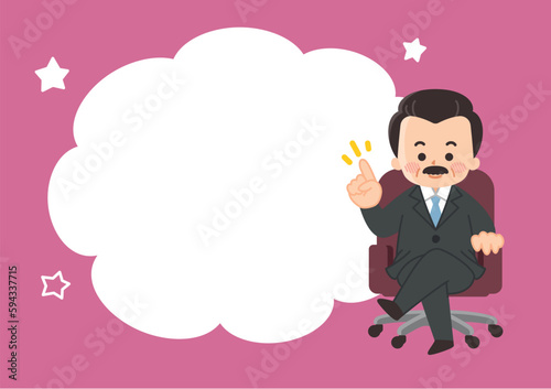 スーツの中年男性と吹き出しのイラストセット　社長