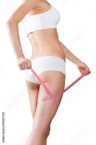 Woman measuring the perfect shape of the beautiful waist