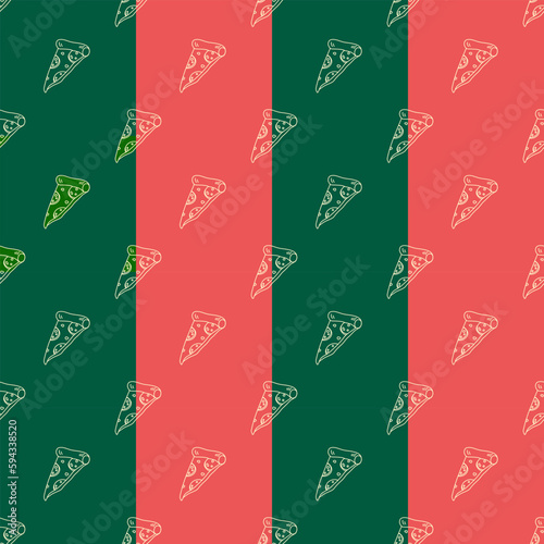 Slice of pizza seamless pattern. Vector tasty food. Salami taste for pizzeria
