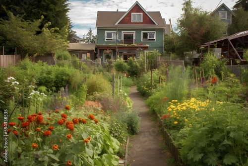 Community Garden: A delightful image of a thriving community garden (Generative AI)