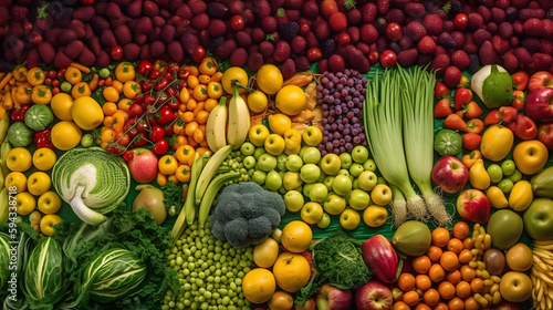 Fruits and vegetables, vegetarian concept.