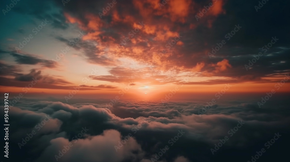 sunset over the clouds