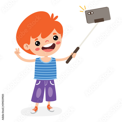 Kid Making Selfie With Phone